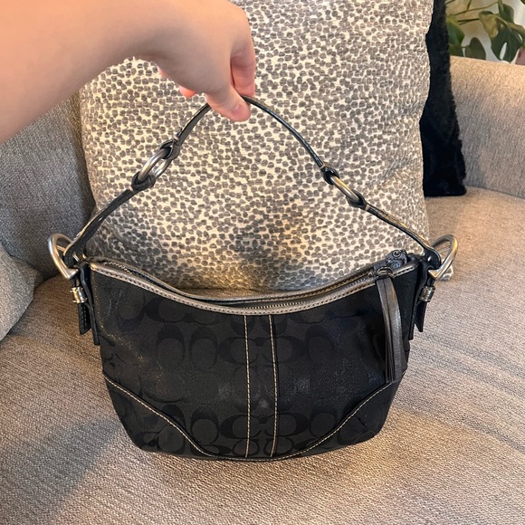 Coach Handbags - Coach Vintage Python Black Signature Canvas Leather Soho Hobo Shoulder Bag